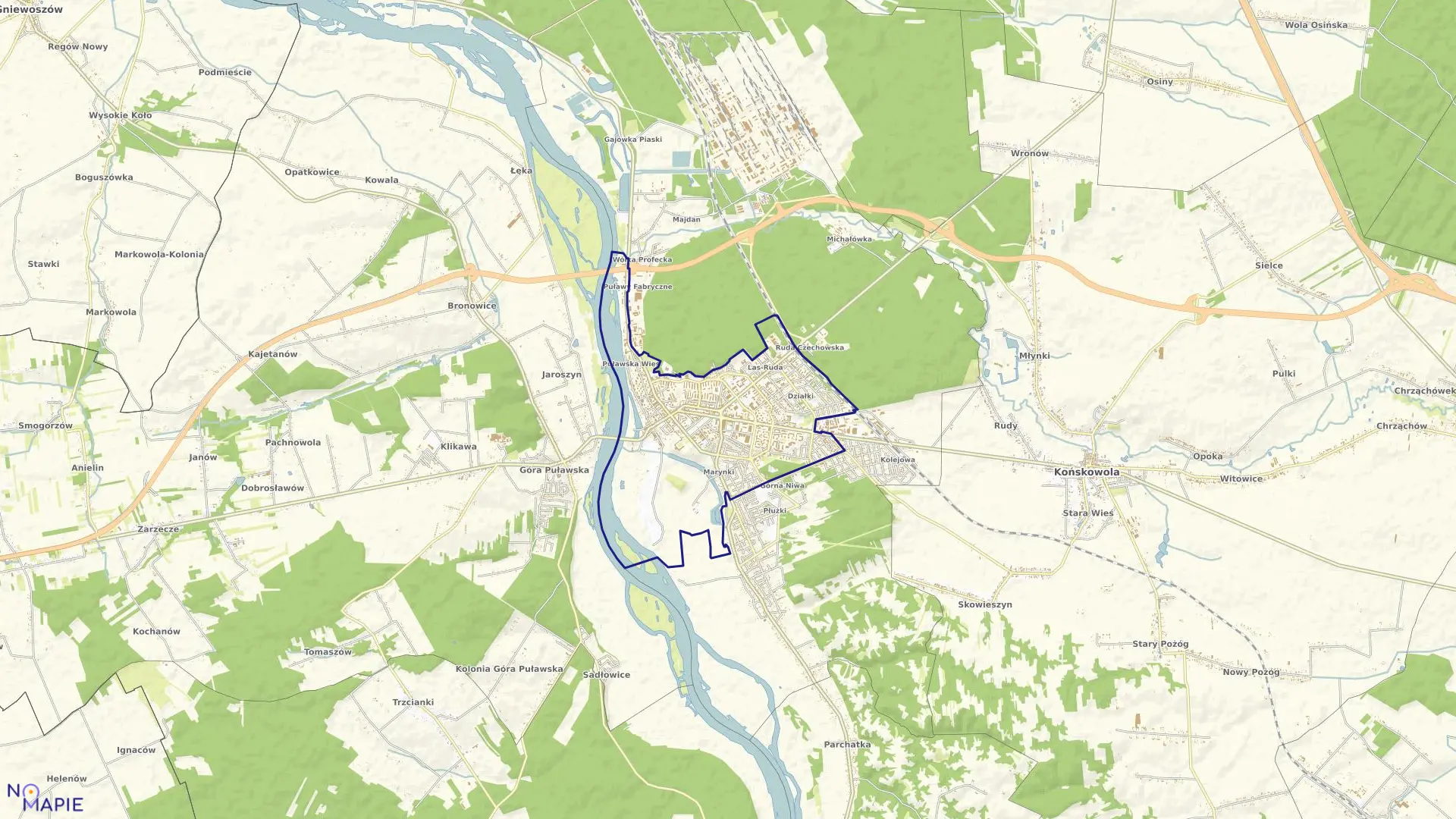 Mapa obrębu MIASTO PUŁAWY w mieście Puławy