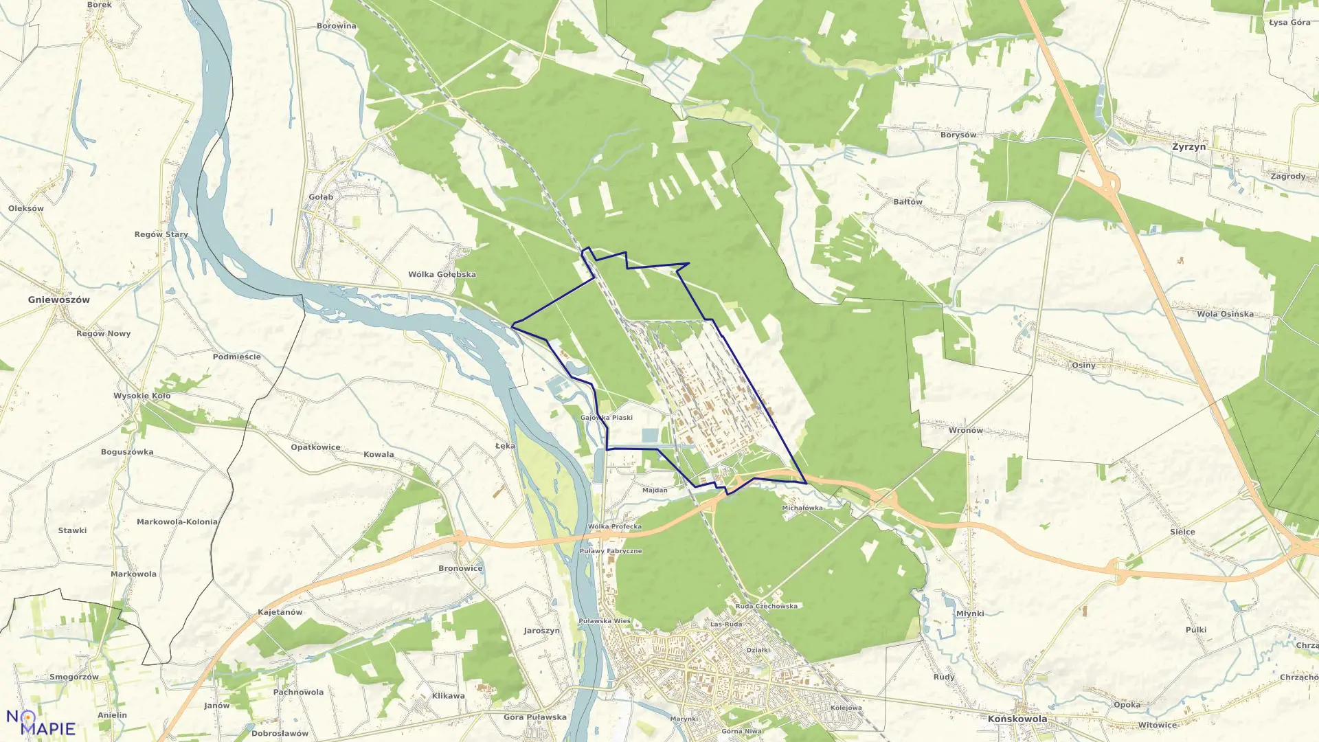 Mapa obrębu ZAKŁADY AZOTOWE w mieście Puławy